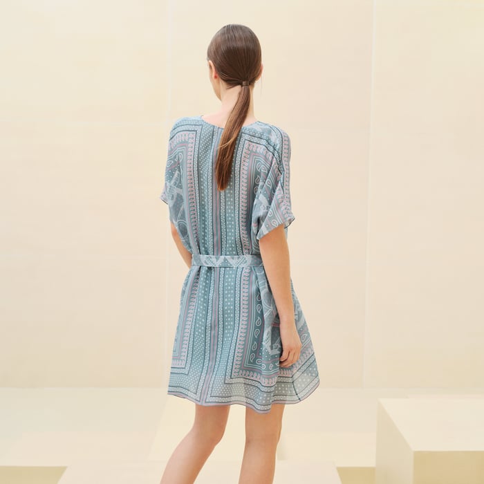Bleu Arctique "Eperon d'Or Bandana" Belted Tunic