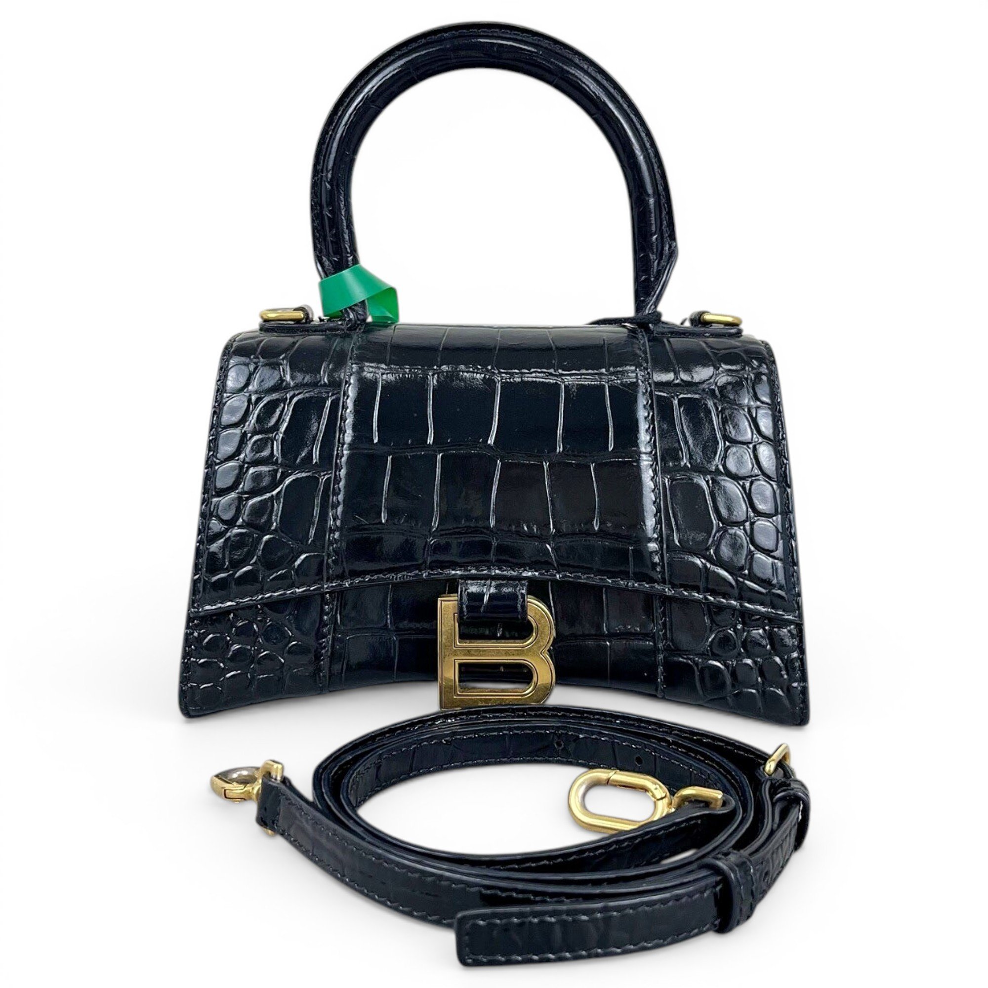 Hourglass leather handbag