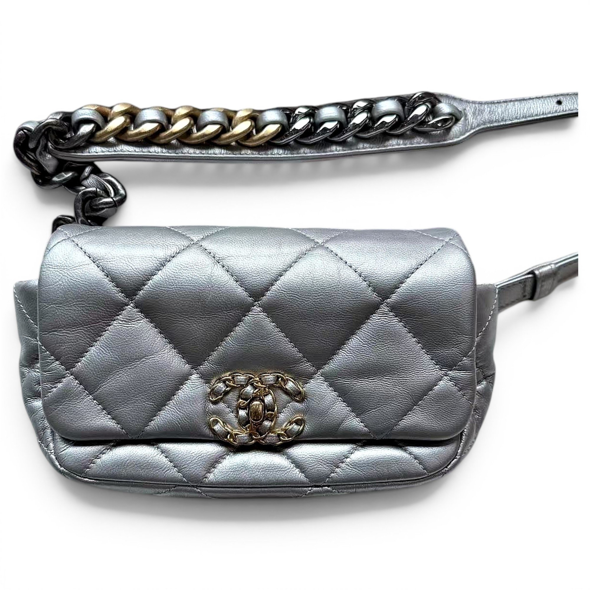 Chanel 19 leather clutch bag