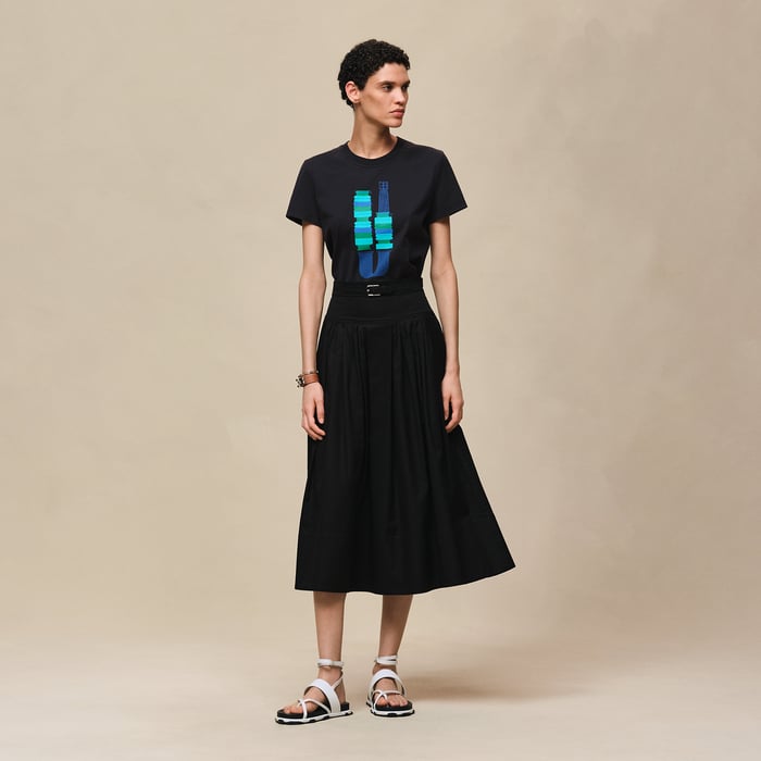 Bleu Noir T-shirt Droit Cartouche