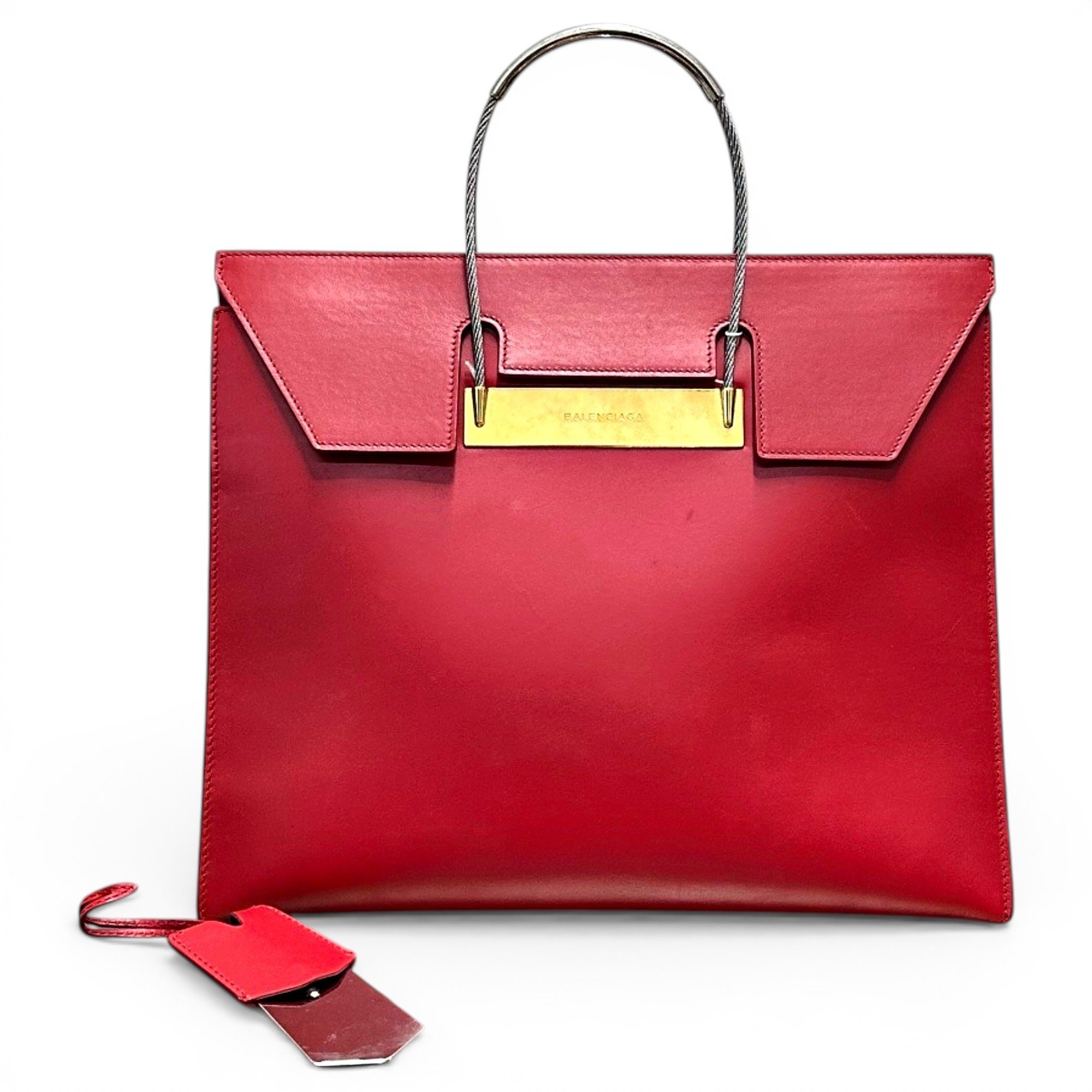 Cable leather tote