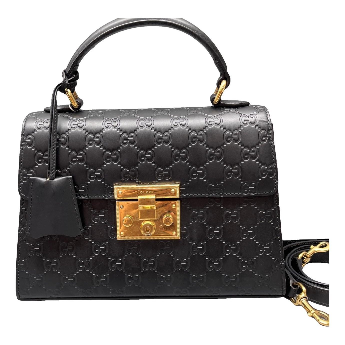 Padlock leather handbag