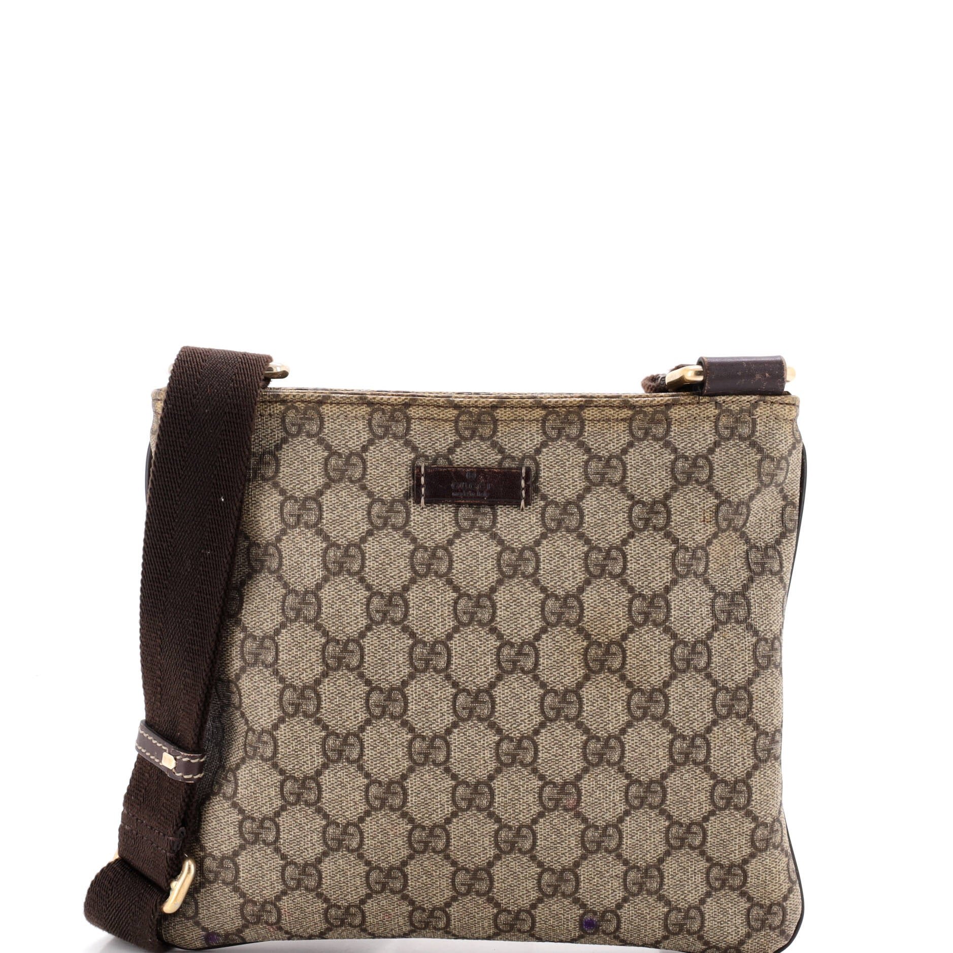 Zip Top Messenger Bag GG Coated Canvas Small