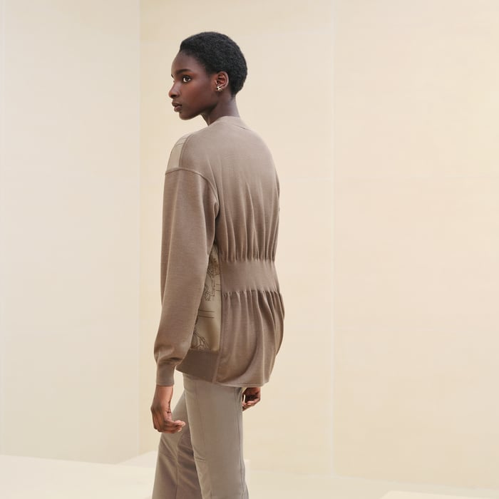 "En Desordre Finesse" Long-sleeve Twillaine Cardigan