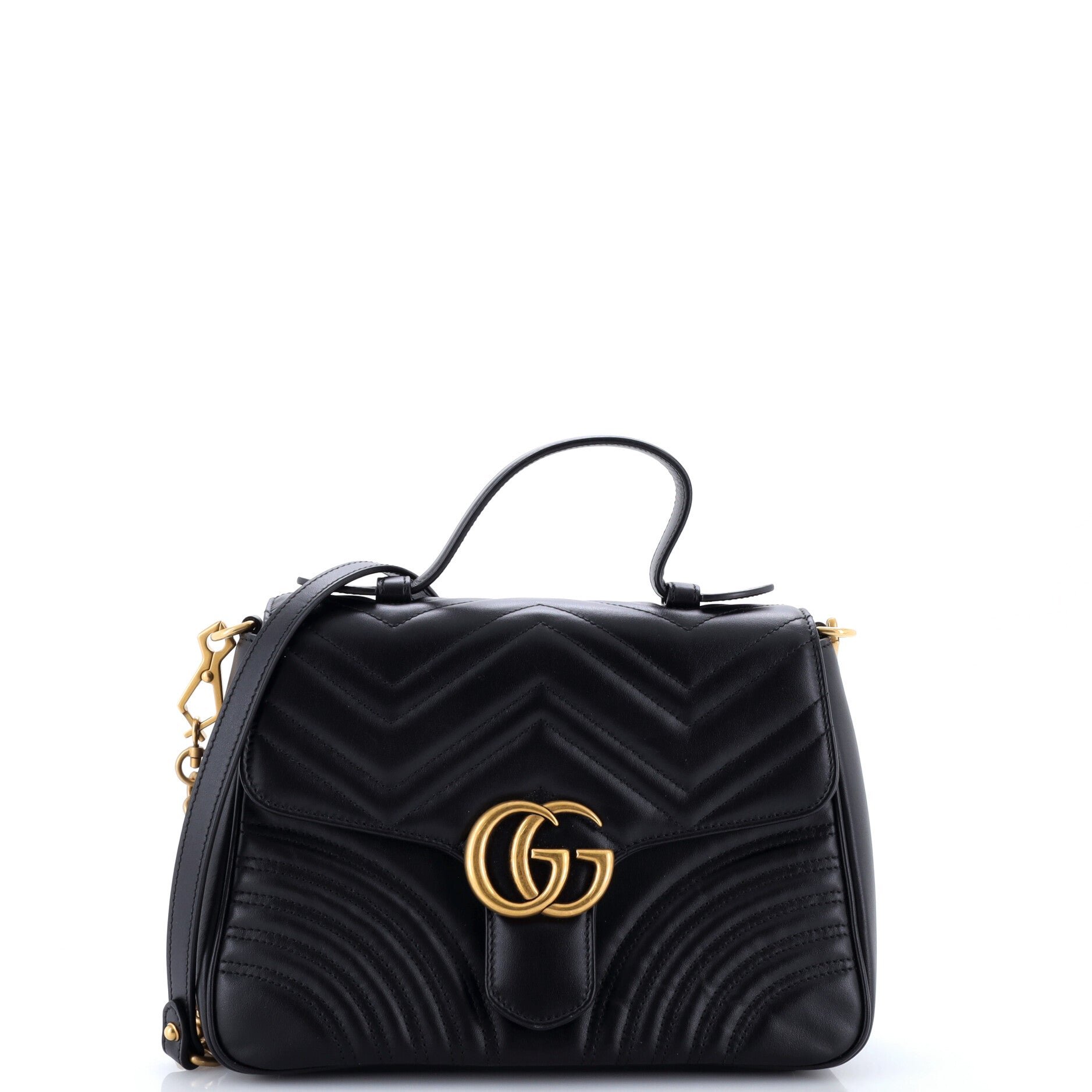 GG Marmont Top Handle Flap Bag Matelasse Leather Small