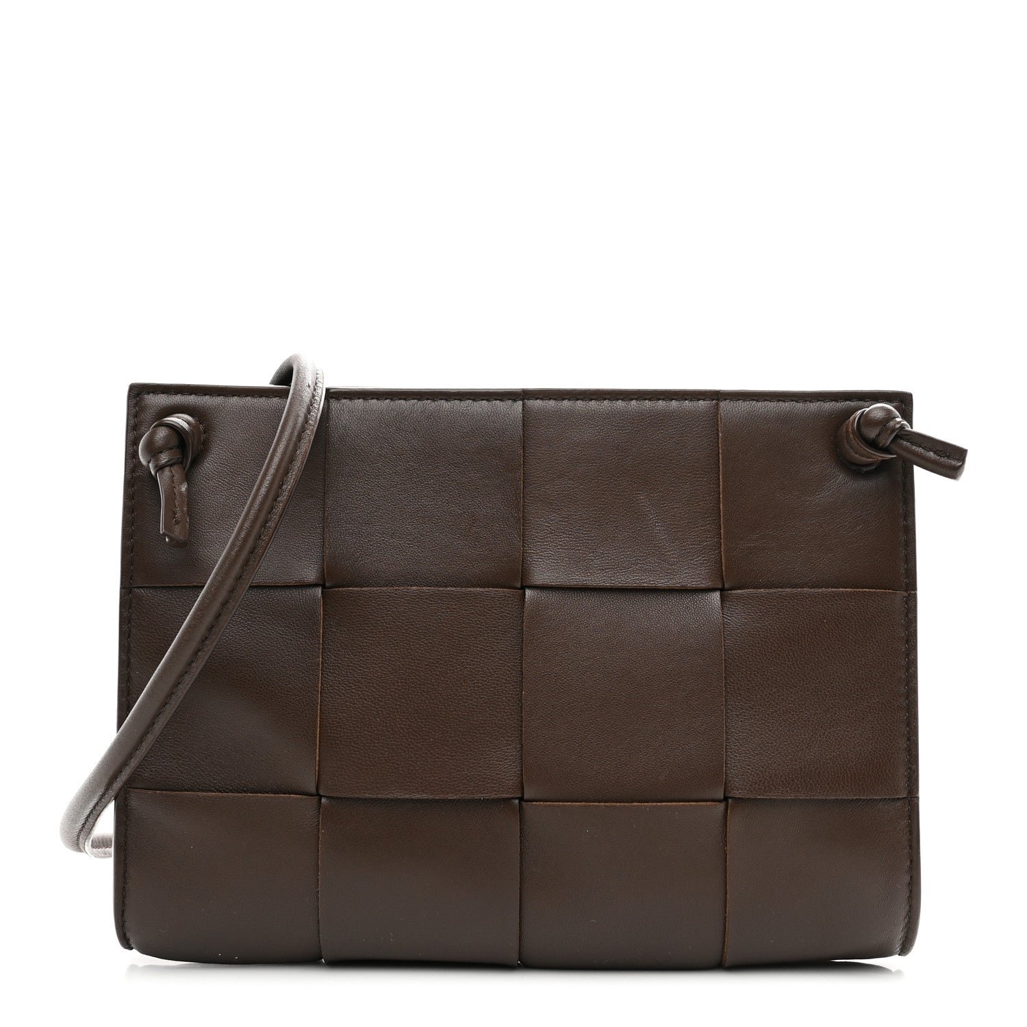 Bottega Veneta Lambskin Maxi Intrecciato Mini Cassette Crossbody Pouch Brown