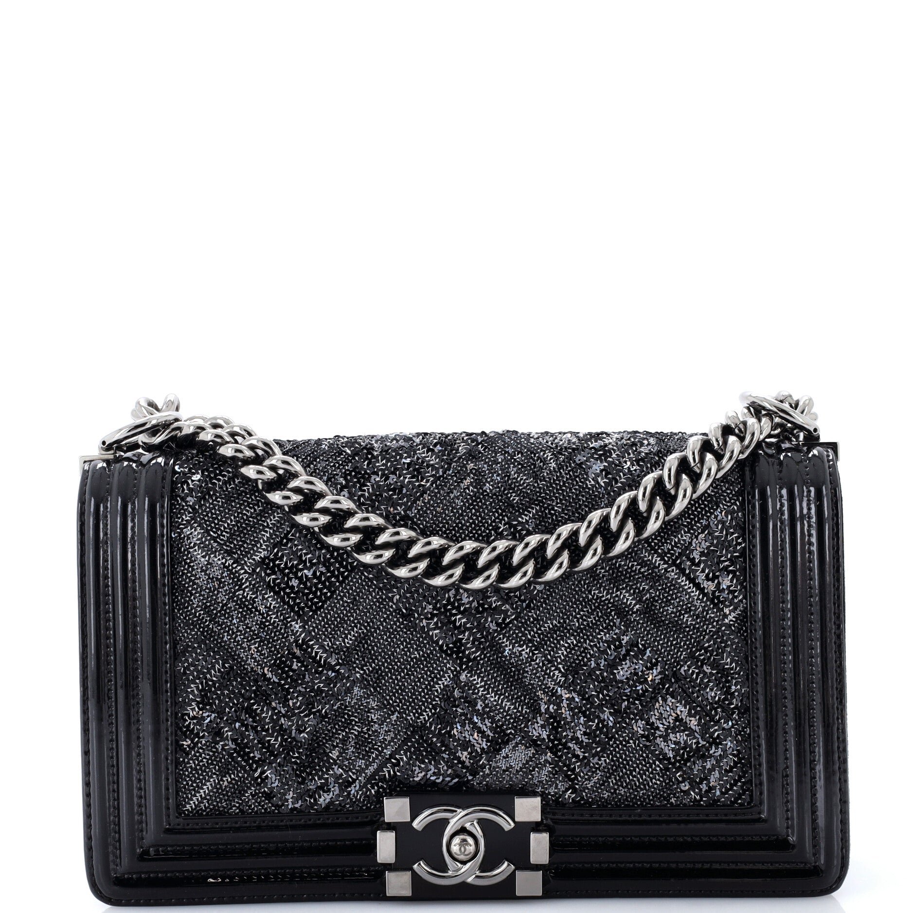Boy Flap Bag Sequin with Patent Old Medium