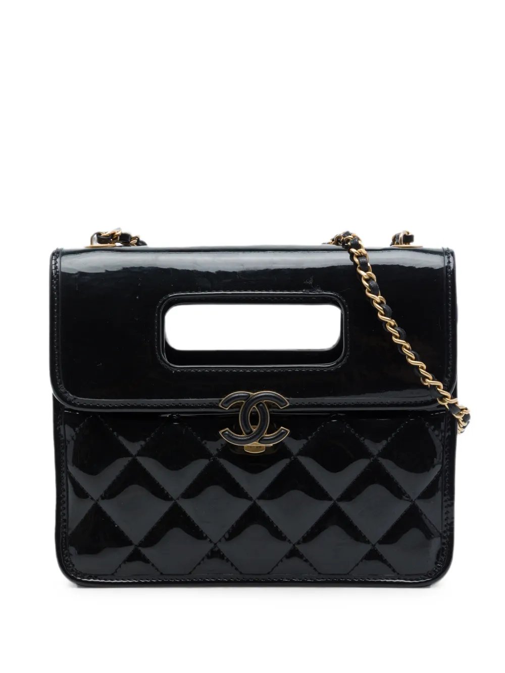 2021-2026 Mini Quilted Patent Graphic Catch Flap satchel