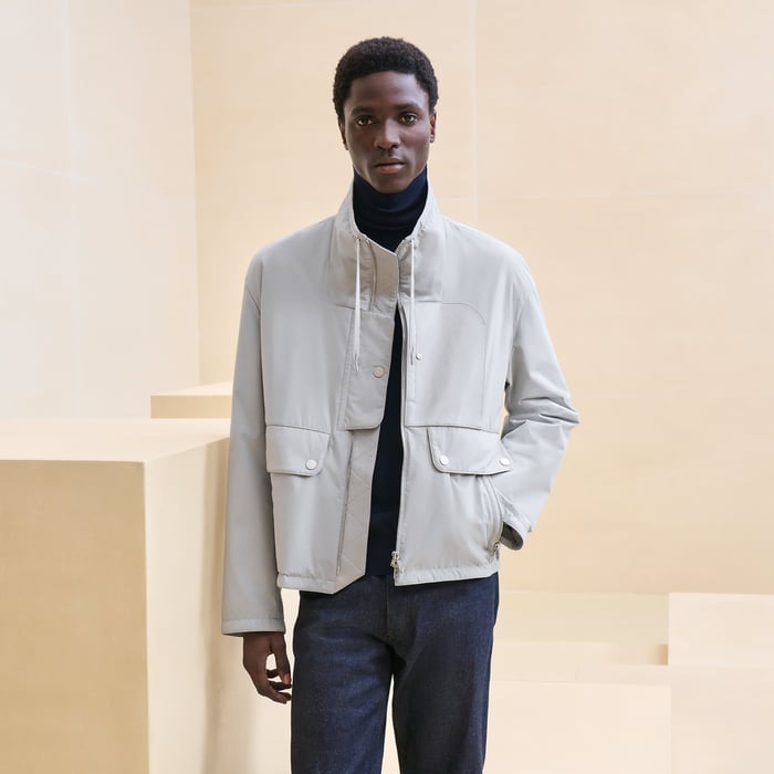 Silex Straight Cut Jacket With Leather Detail