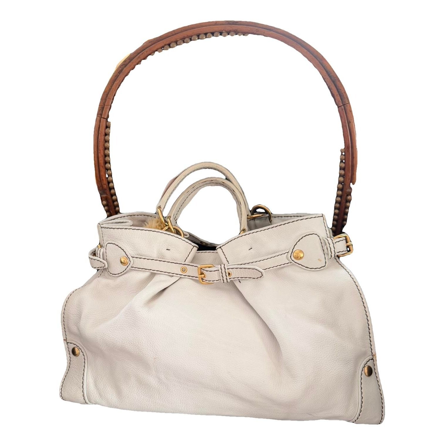 Bow bag leather handbag