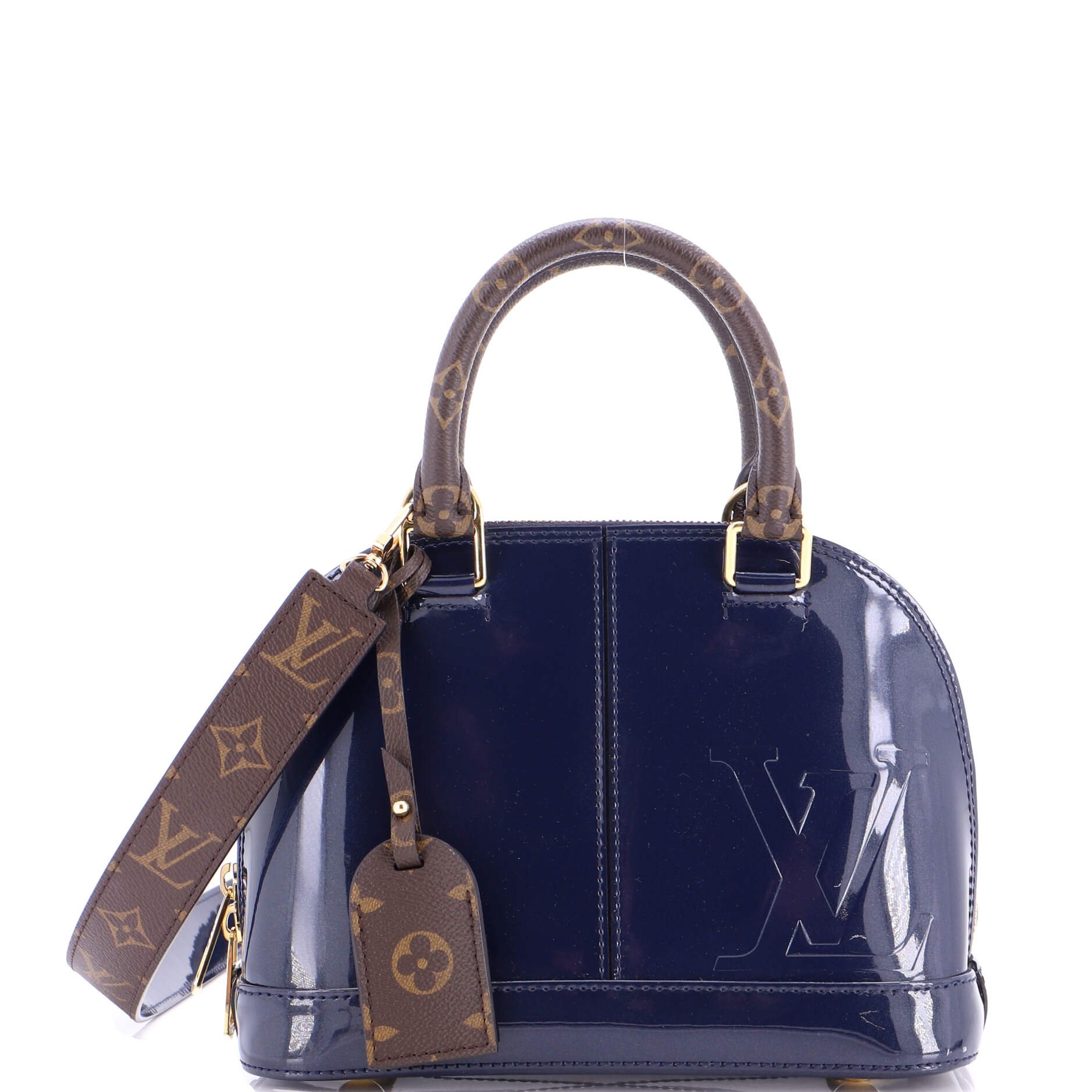 Louis Vuitton Alma Handbag Vernis with Monogram Canvas BB