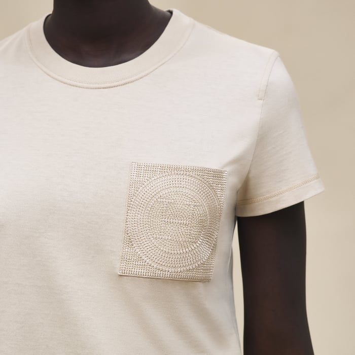 Beige Pierre d'Istrie Embroidered Pocket T-shirt