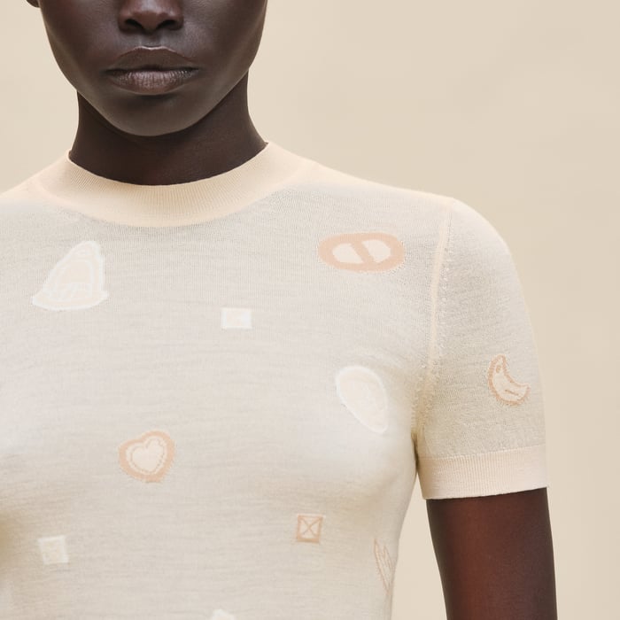 Blanc Cygne "Candy Libris" Short-sleeve Sweater