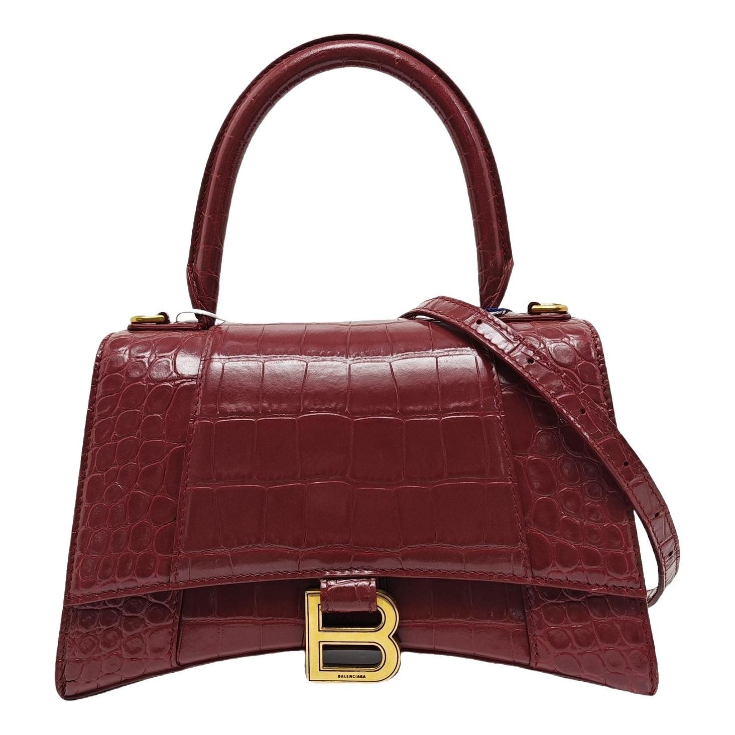 Hourglass leather handbag