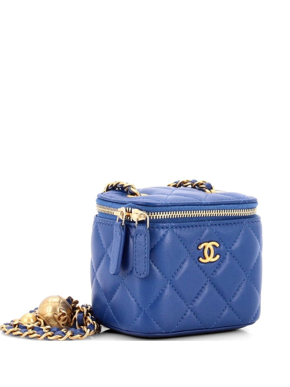 Pearl Crush Vanity Case with Chain Quilted Lambskin Mini clutch bag