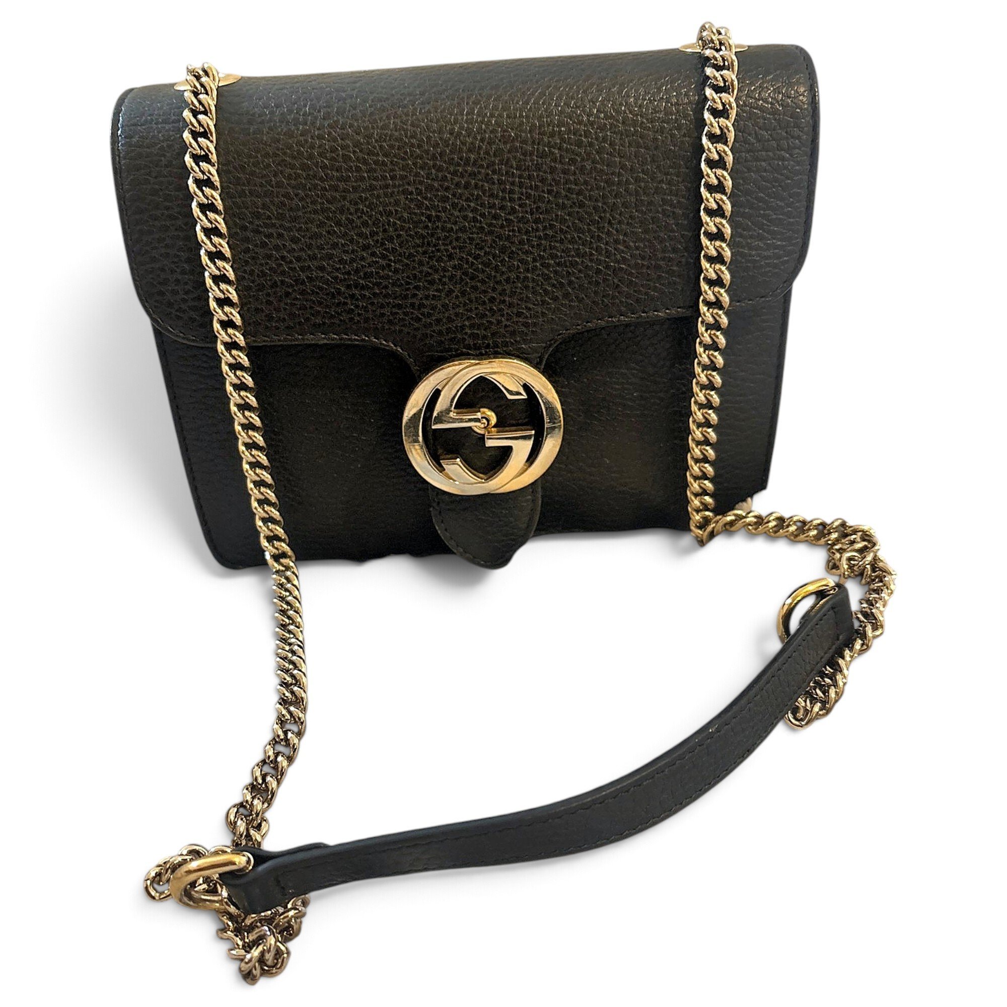 Interlocking leather handbag