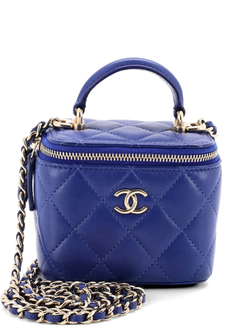 Classic Top Handle Vanity Case with Chain Quilted Lambskin Mini crossbody bag