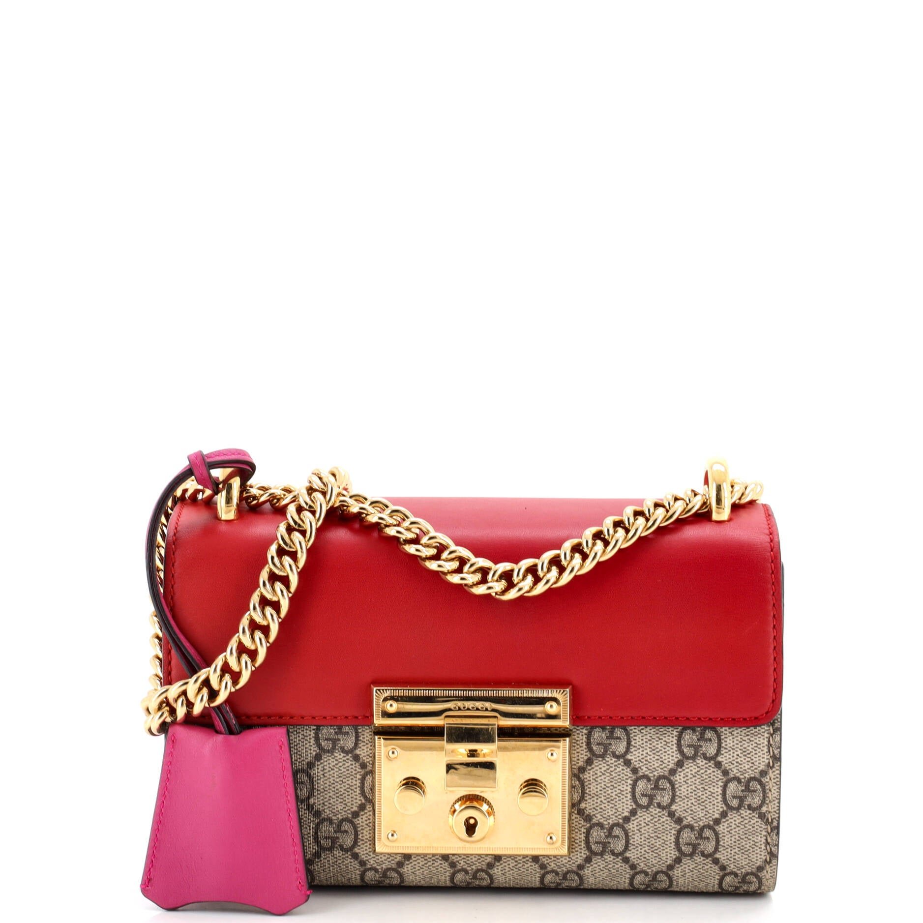 Padlock Shoulder Bag GG Coated Canvas and Leather Small