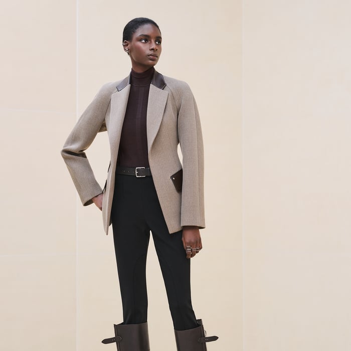 Marron Terre d'Ombre Mixed Leather Jacket