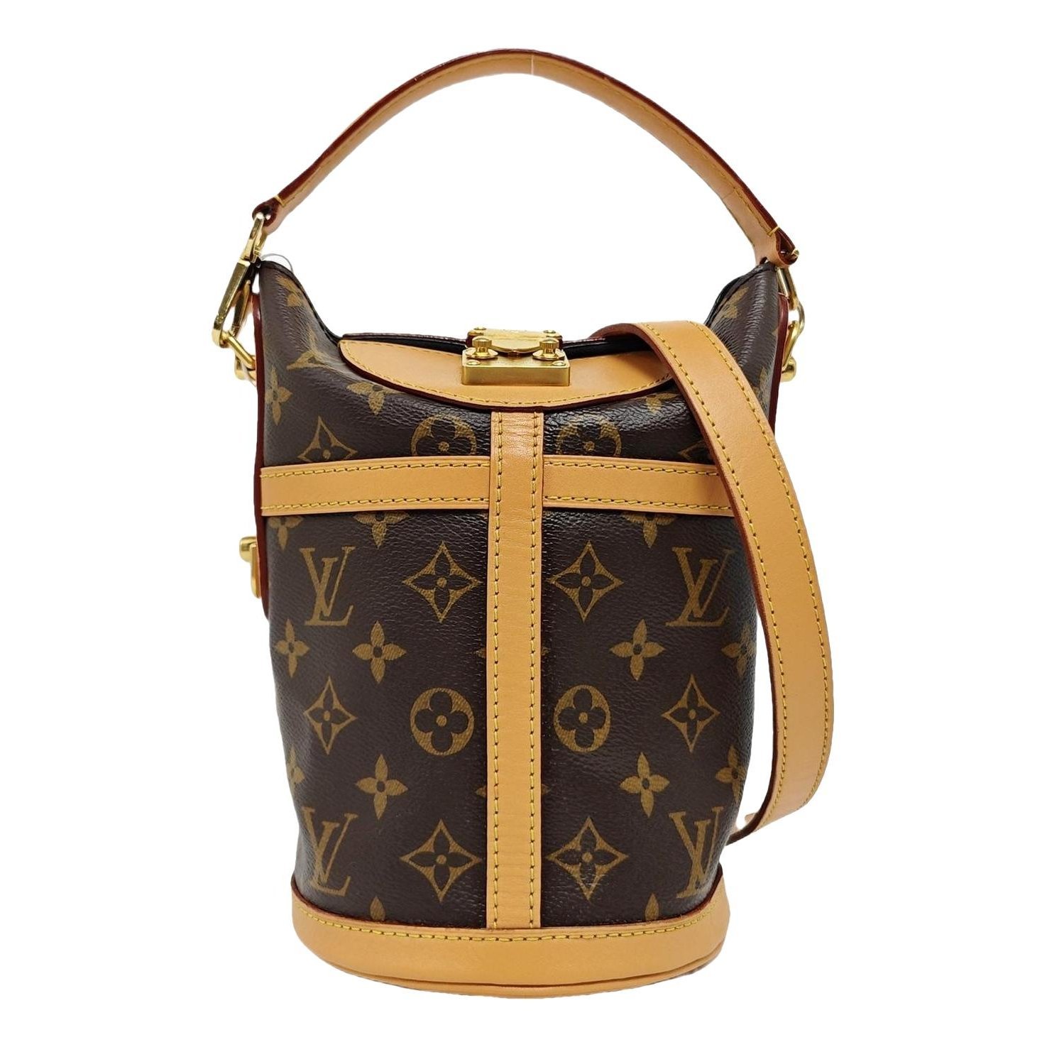 Duffle leather handbag