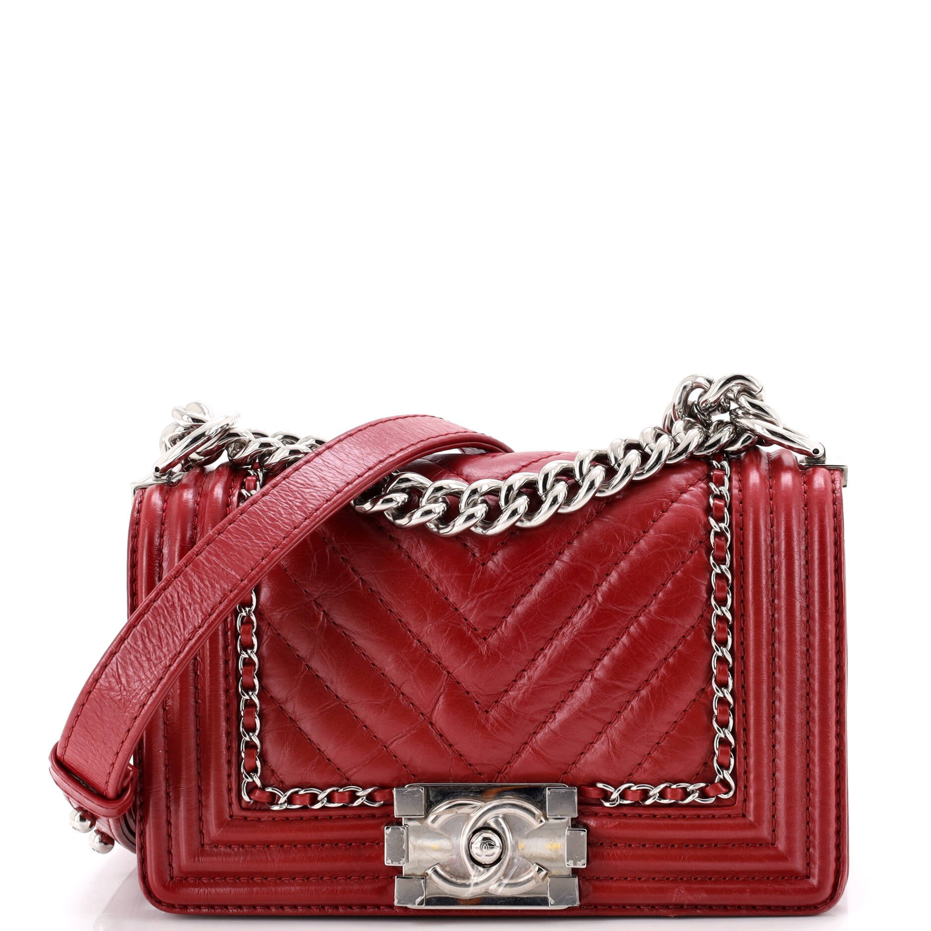 Jacket Boy Flap Bag Chevron Calfskin Small