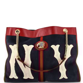 Gucci Rajah Chain Tote Suede with Applique Large