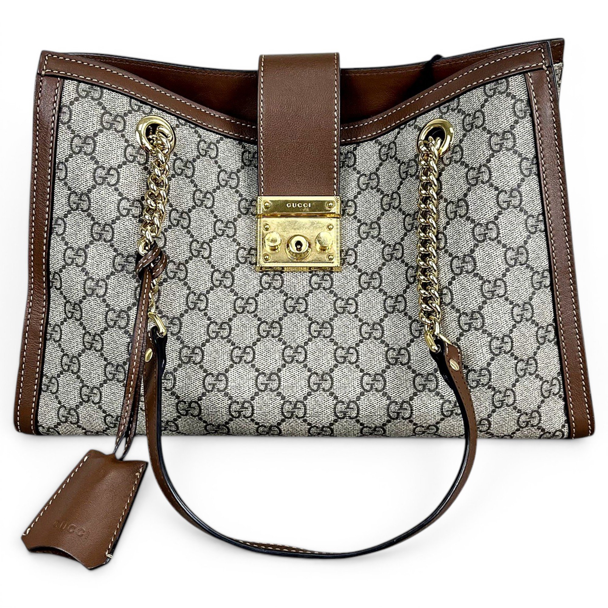 Padlock leather handbag