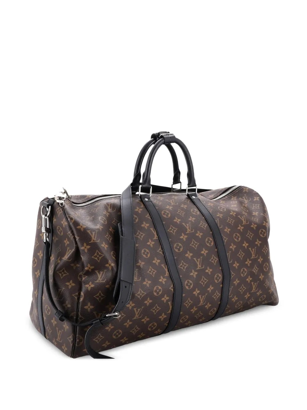 Keepall Bandouliere Bag Macassar Monogram Canvas with Leather 50 travel bag