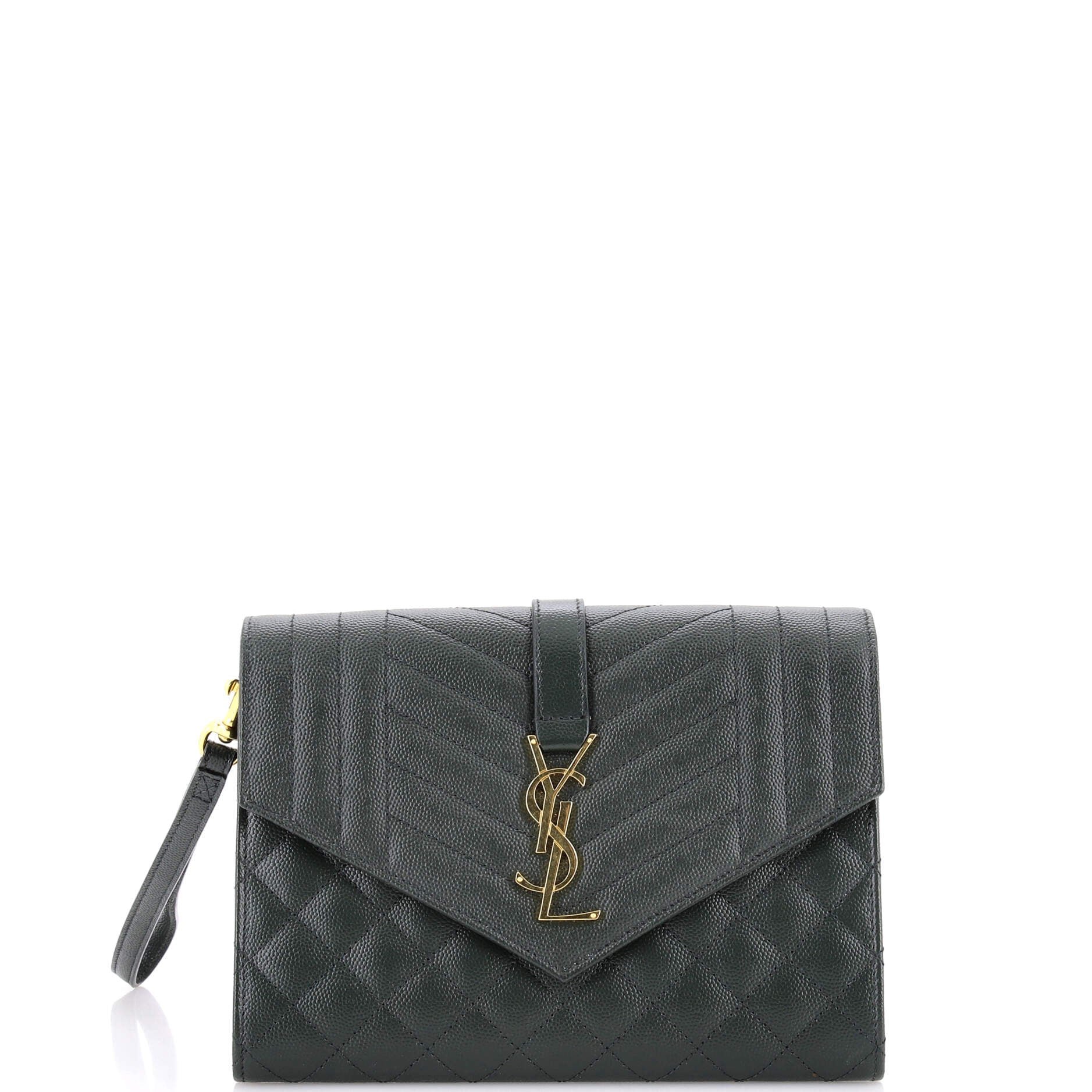 Classic Monogram Envelope Wristlet Clutch Mixed Matelasse Leather