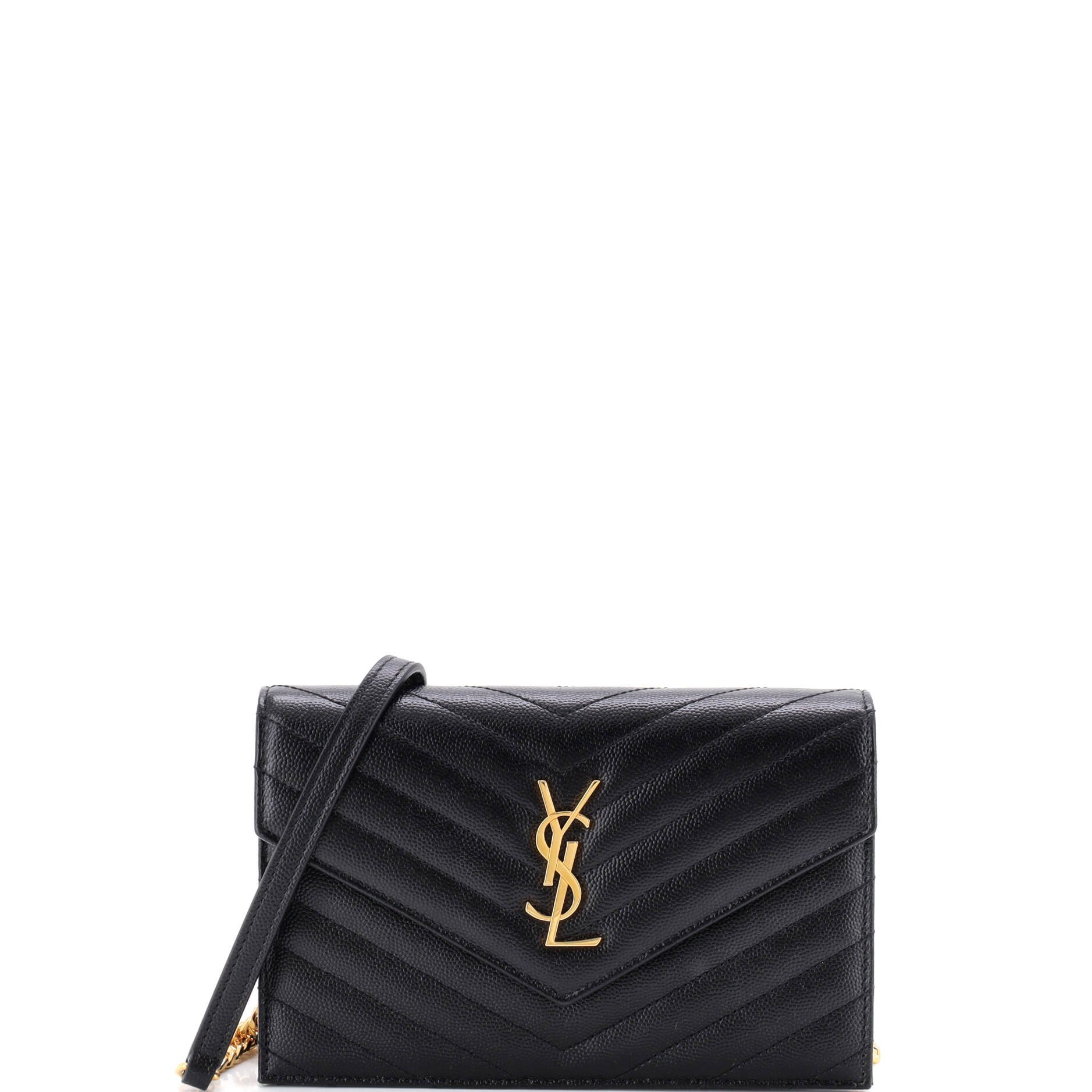 Classic Monogram Wallet on Chain Matelasse Chevron Leather Small