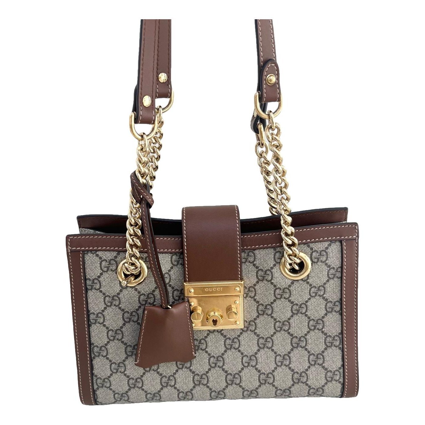 Padlock leather handbag