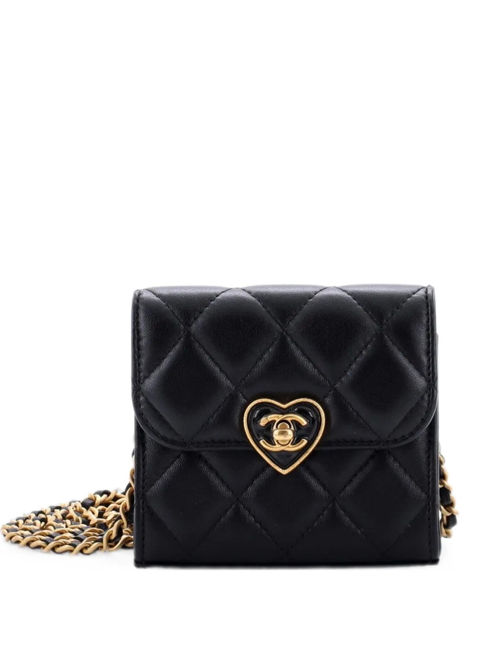 Chanel Coco Love CC Heart Clutch with Chain Quilted Lambskin Mini crossbody bag