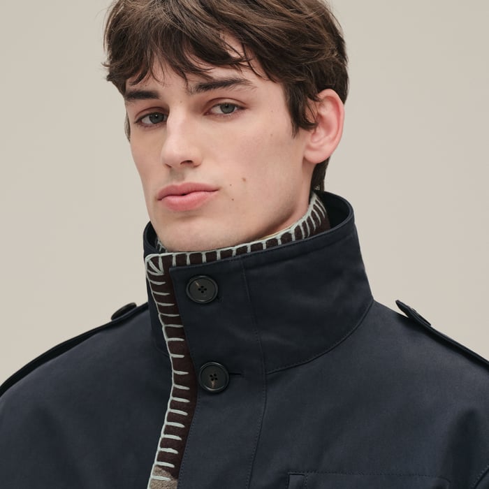 Marine Buttoned Short Parka