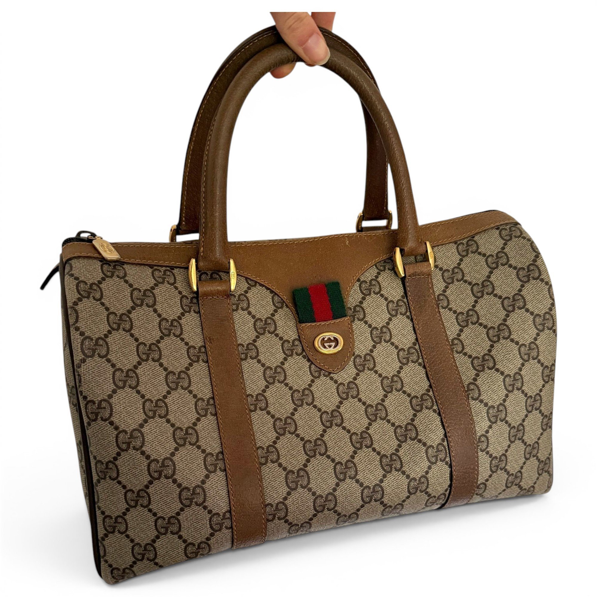 Boston leather bowling bag
