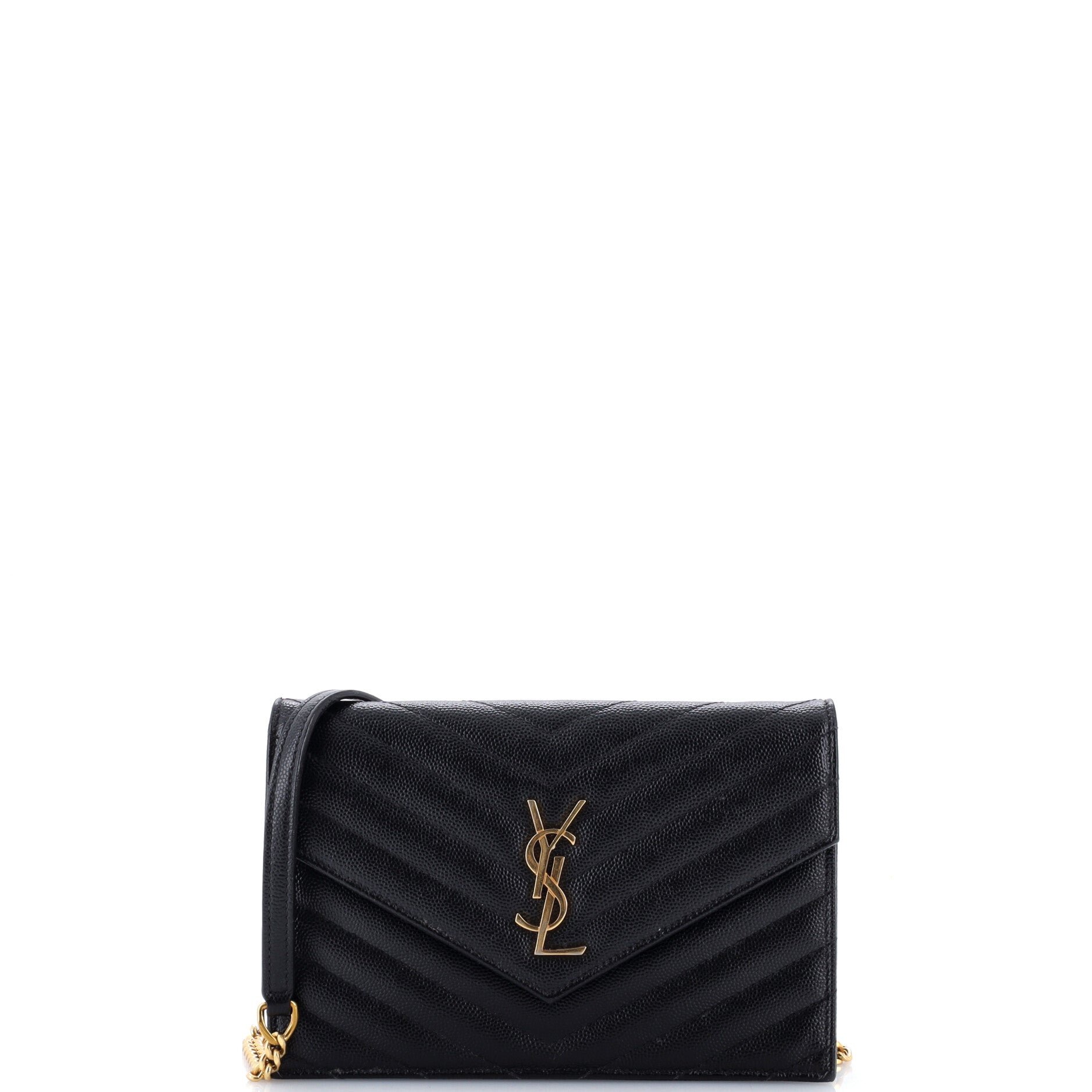 Classic Monogram Wallet on Chain Matelasse Chevron Leather Small