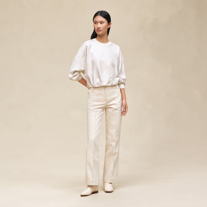 Blanc Tulle "Porte-bonheur Bandana" Long-sleeve Sweater