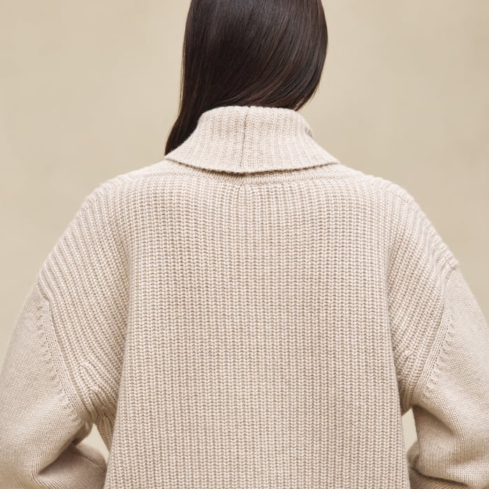 Beige Naturel Cashmere Buttoned Jacket