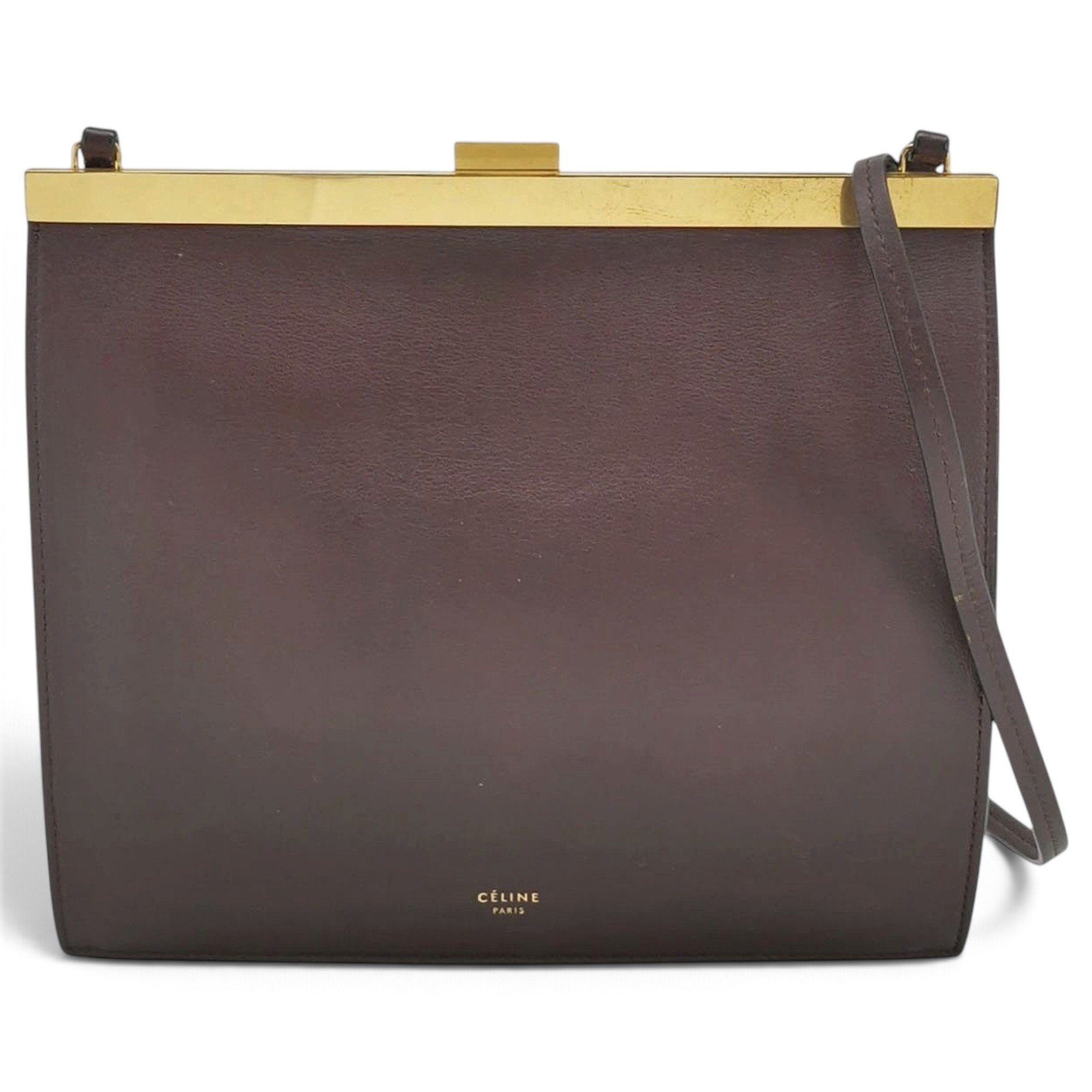 Clasp leather handbag