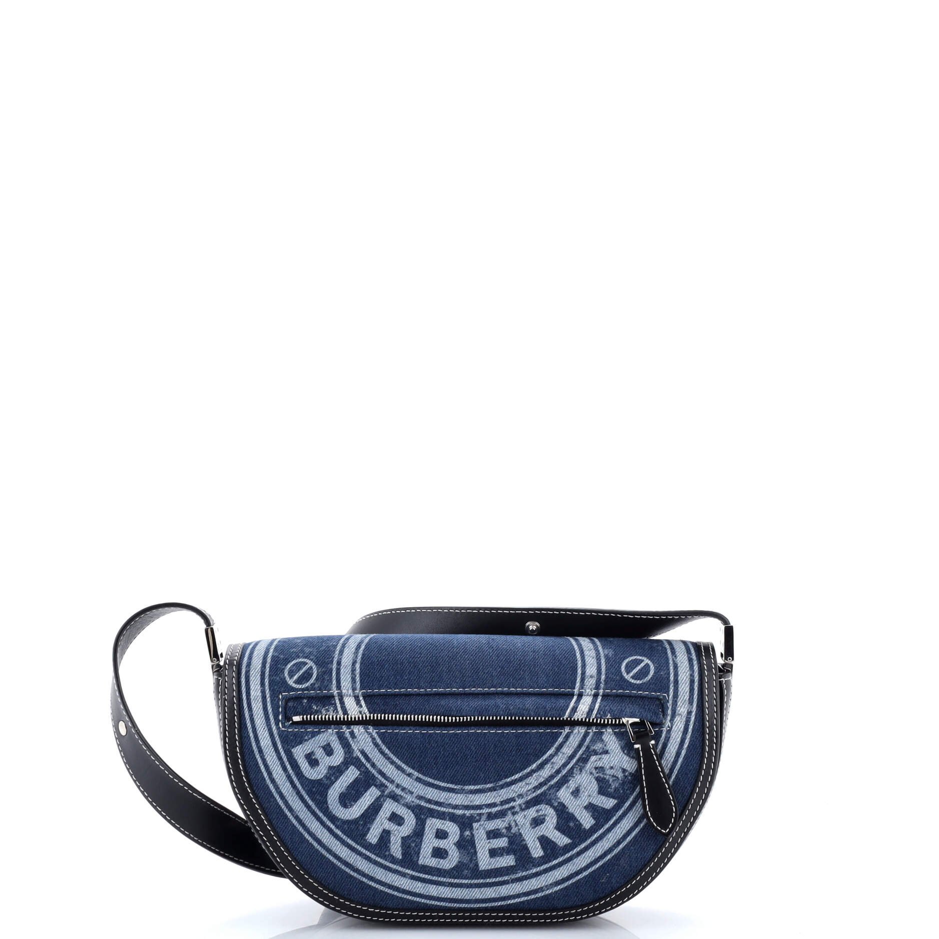 Burberry Olympia Flap Bag Printed Denim with Leather Small