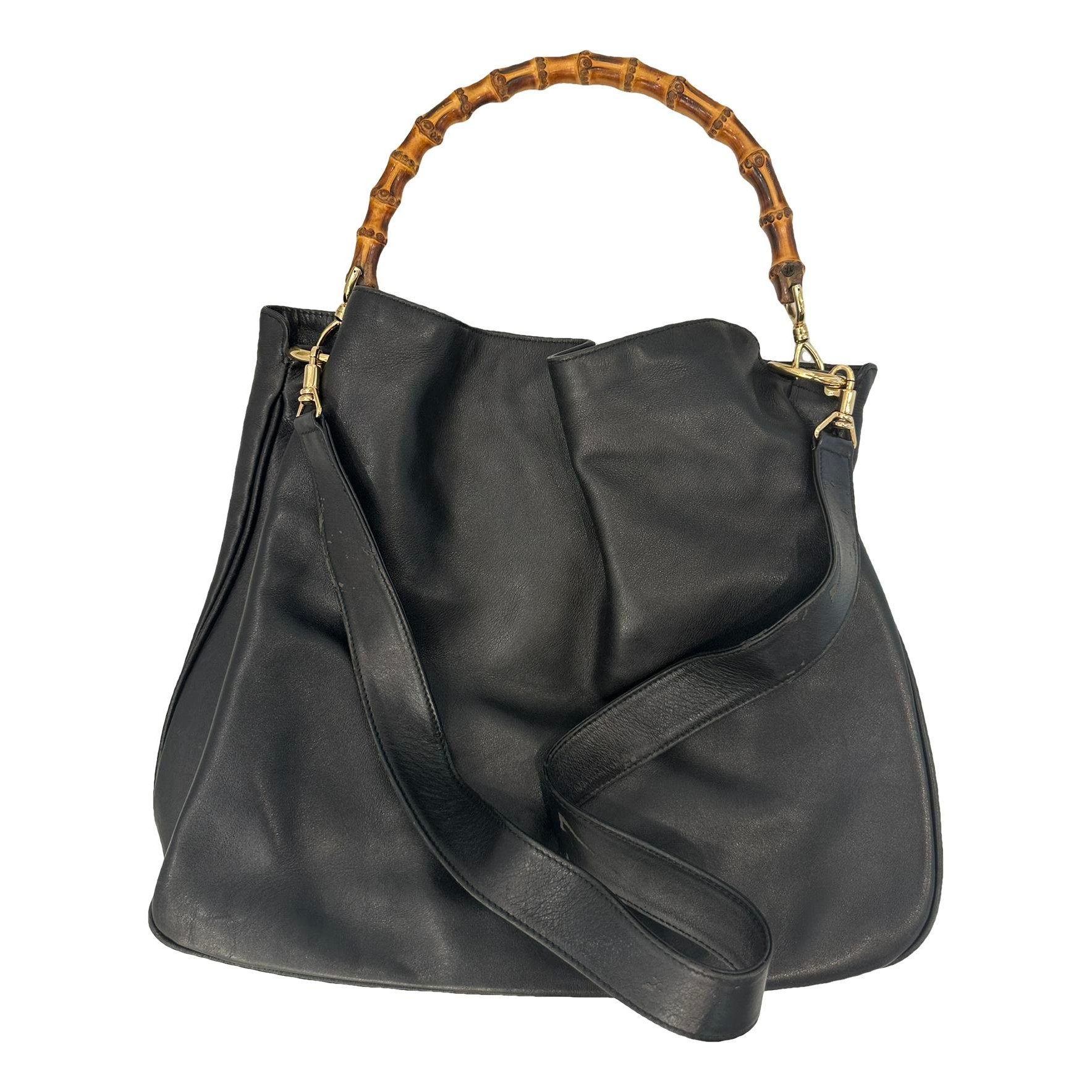 Bamboo Top Handle leather handbag