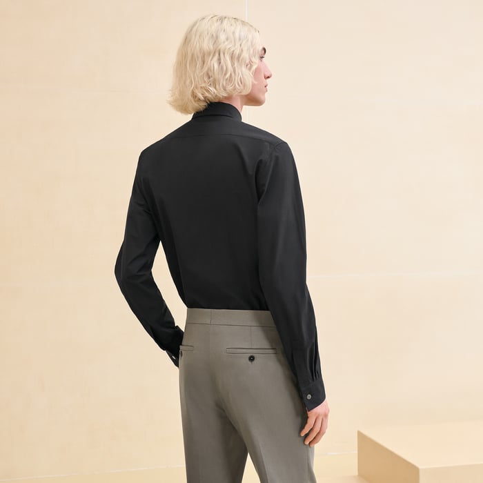 Noir Fitted Shirt With Louis Collar