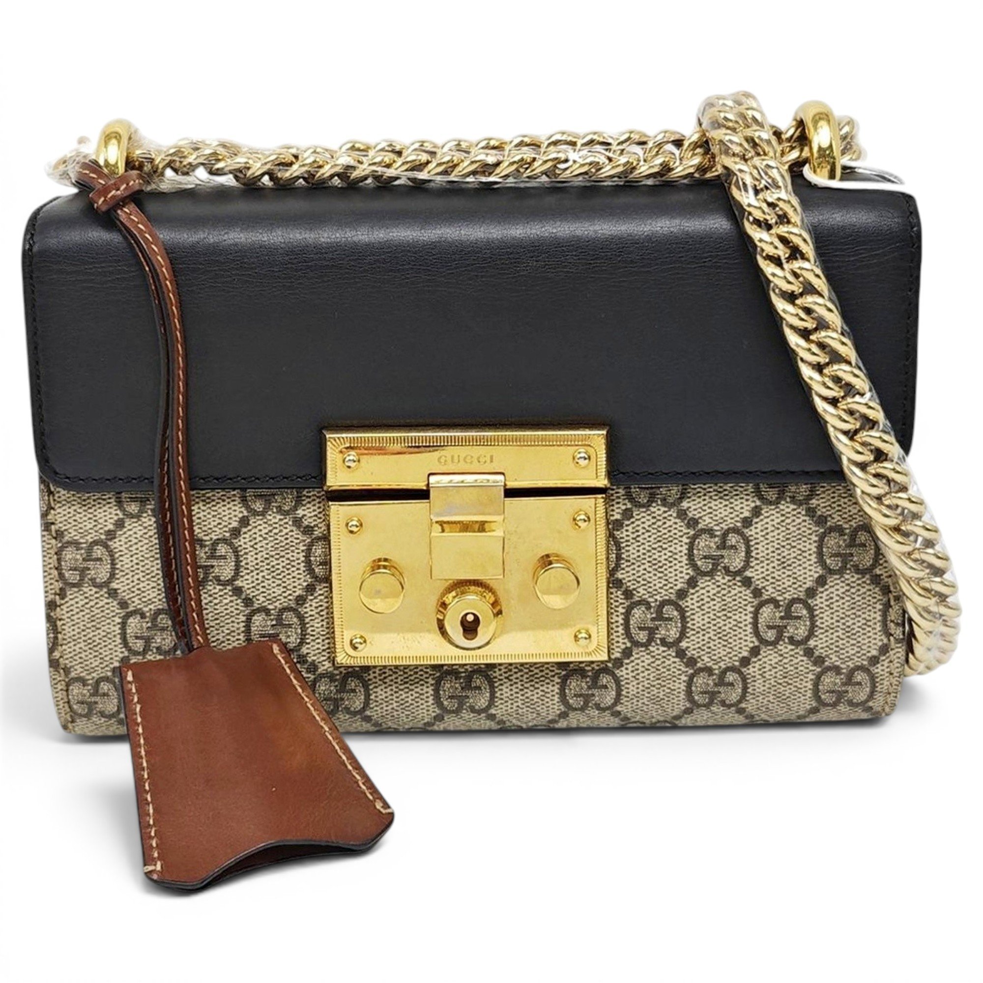 Padlock leather handbag