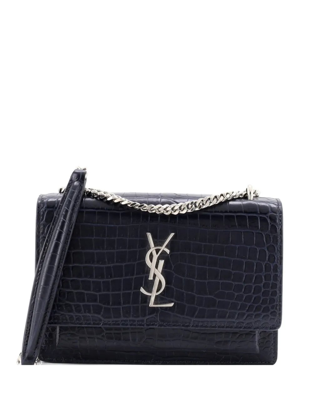 Sunset Chain Wallet Crocodile Embossed Leather crossbody bag