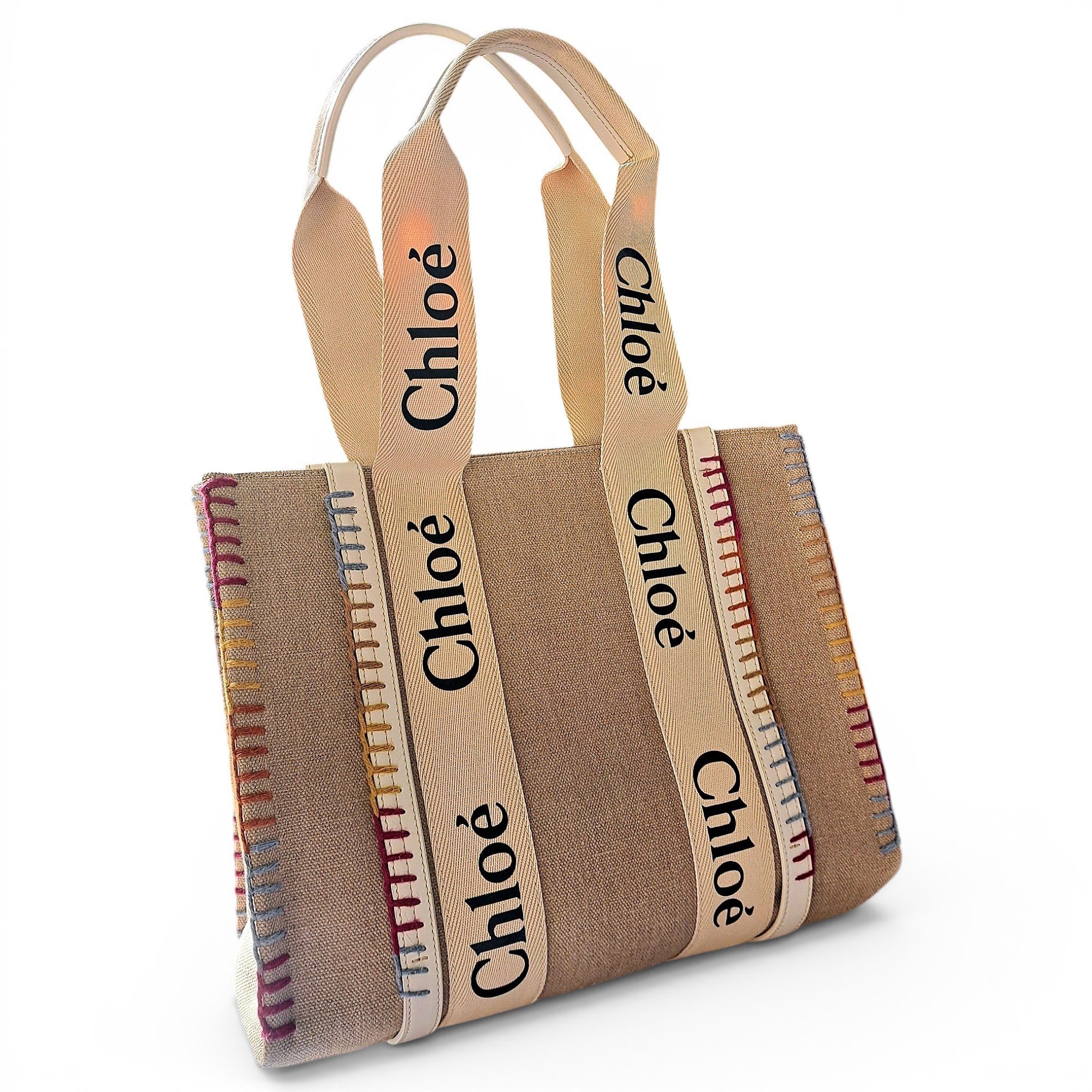 Woody linen tote