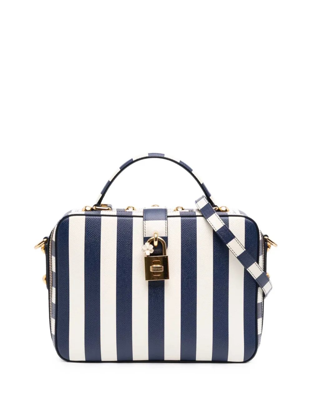 Dolce & Gabbana 2010-2026 Leather Striped Box Top Handle Bag satchel