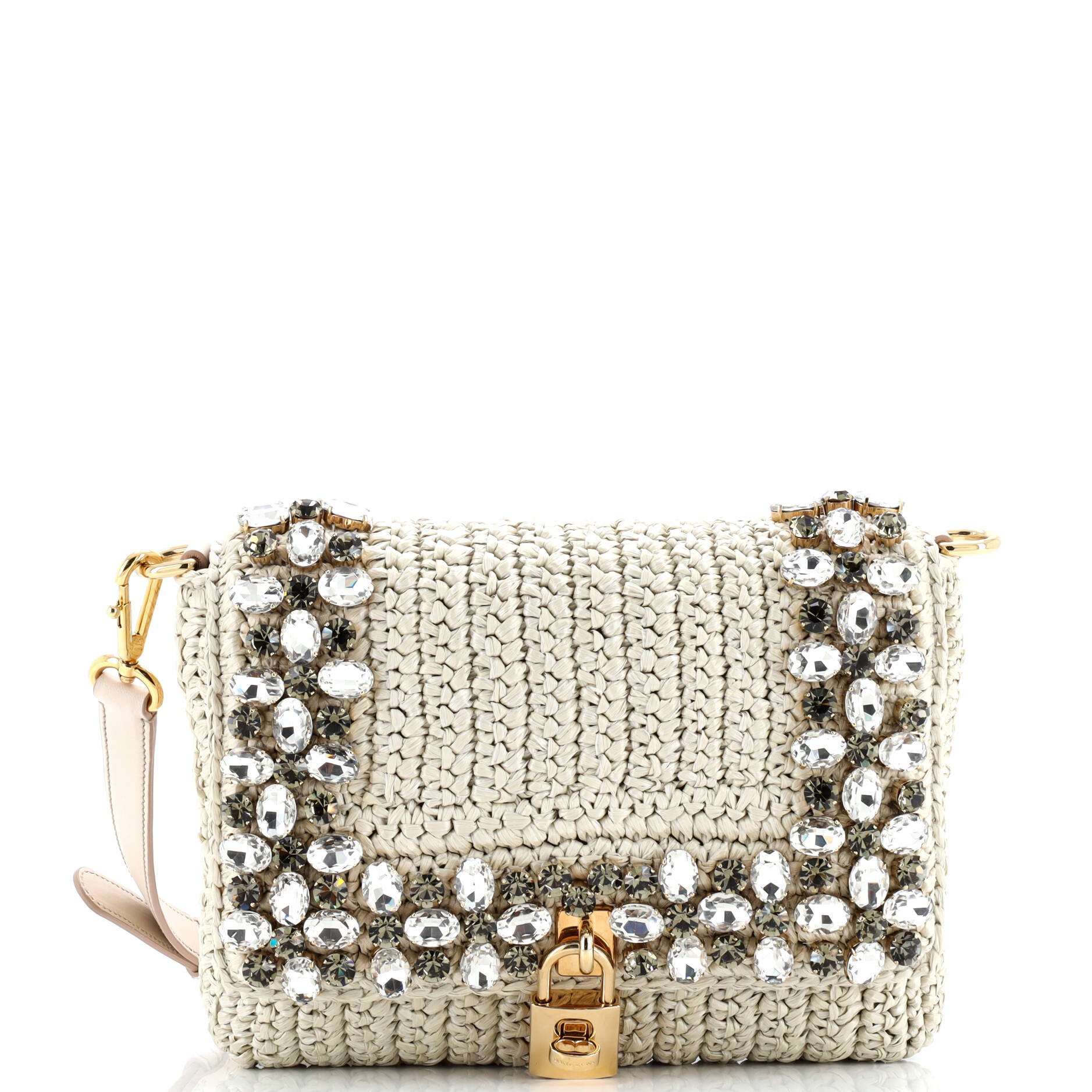 Dolce & Gabbana Miss Dolce Shoulder Bag Embellished Raffia Medium