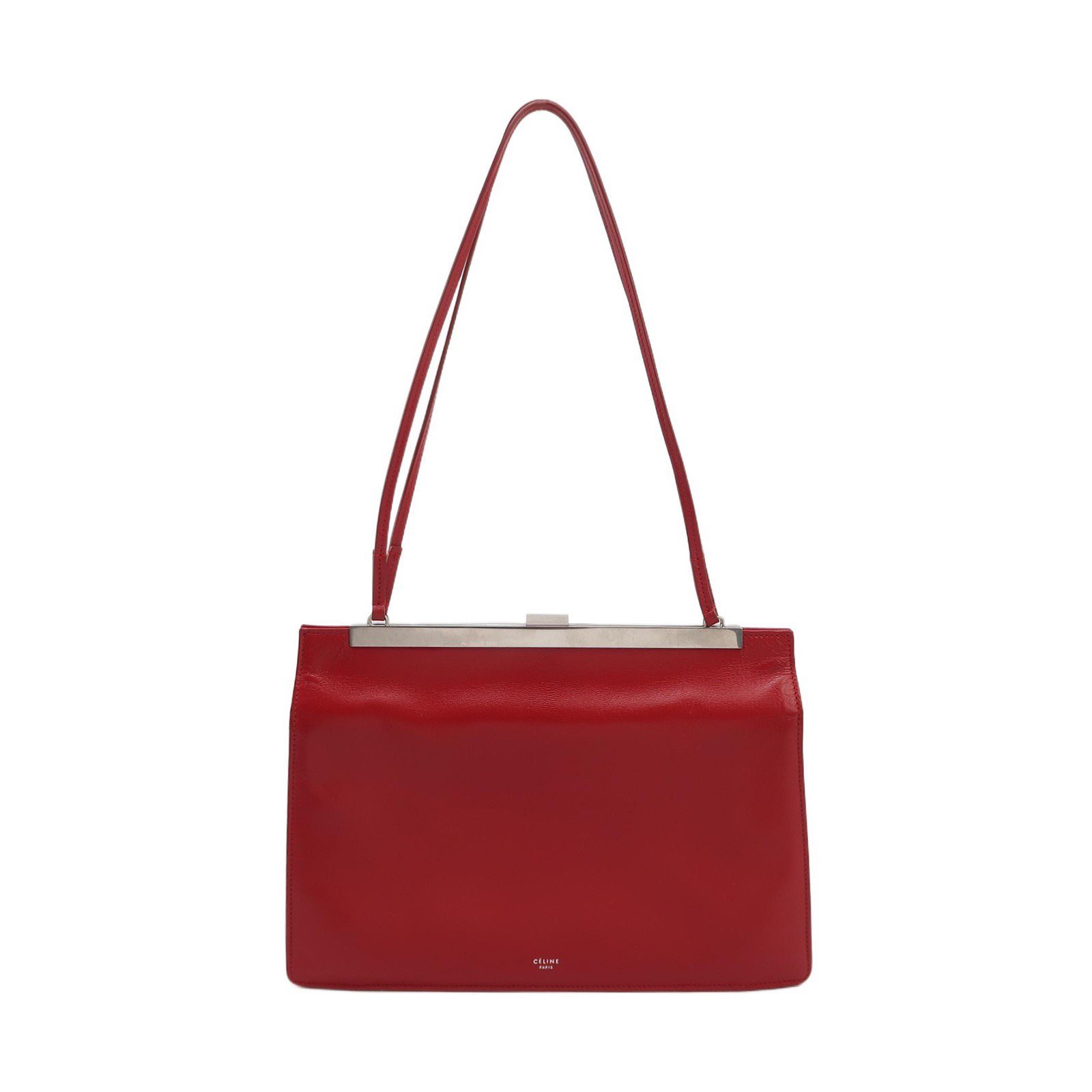 Clasp leather handbag