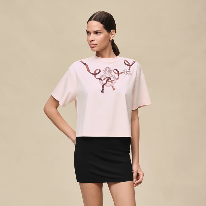 Rose Opaline Printed Boxy T-shirt