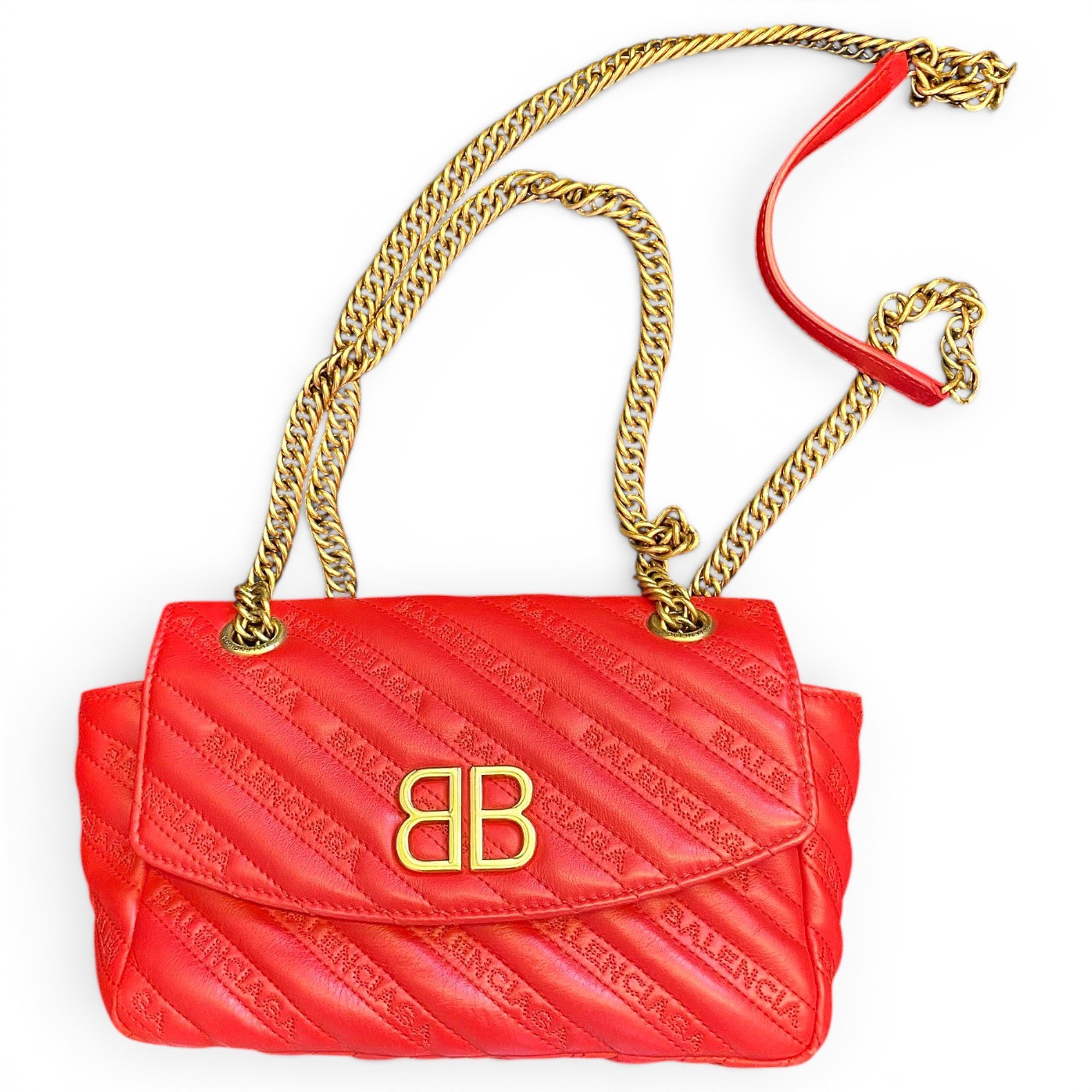 BB chain leather handbag