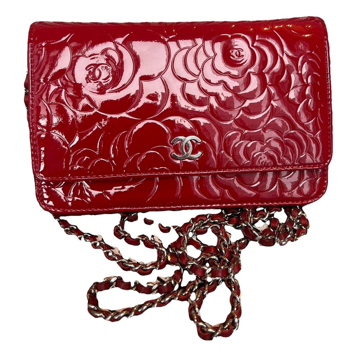 Trendy CC Wallet on Chain patent leather crossbody bag